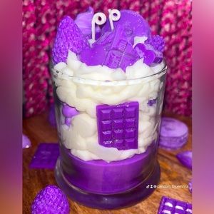 Purple and white candle